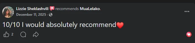 ლიზი შეყლაშვილი-ის Facebook-ის რეკომენდაცია: „10/10 I would absolutely recommend“